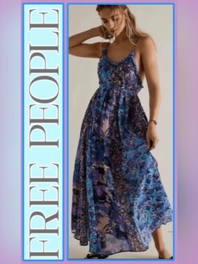 🆕 Free People Moondive Maxi Dress Purple Floral Combo Small